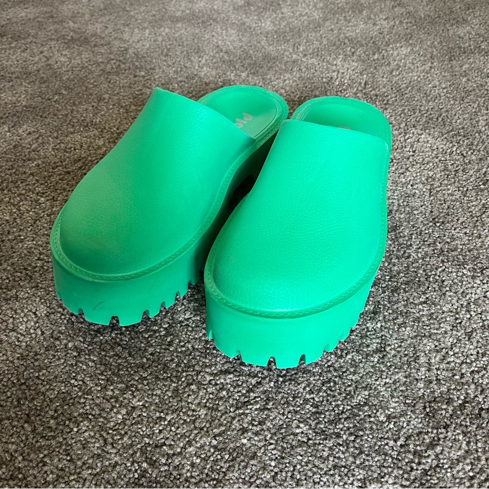 Green Platform Clogs